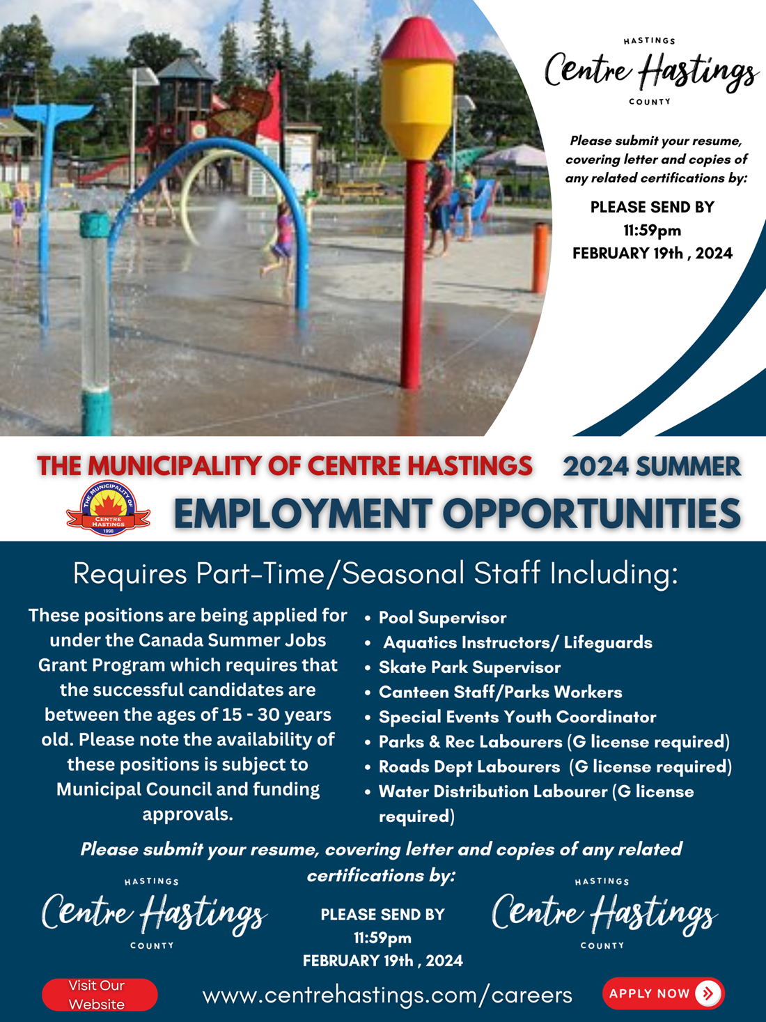 Municipality Of Centre Hastings 2024 Summer Employment Opportunities 