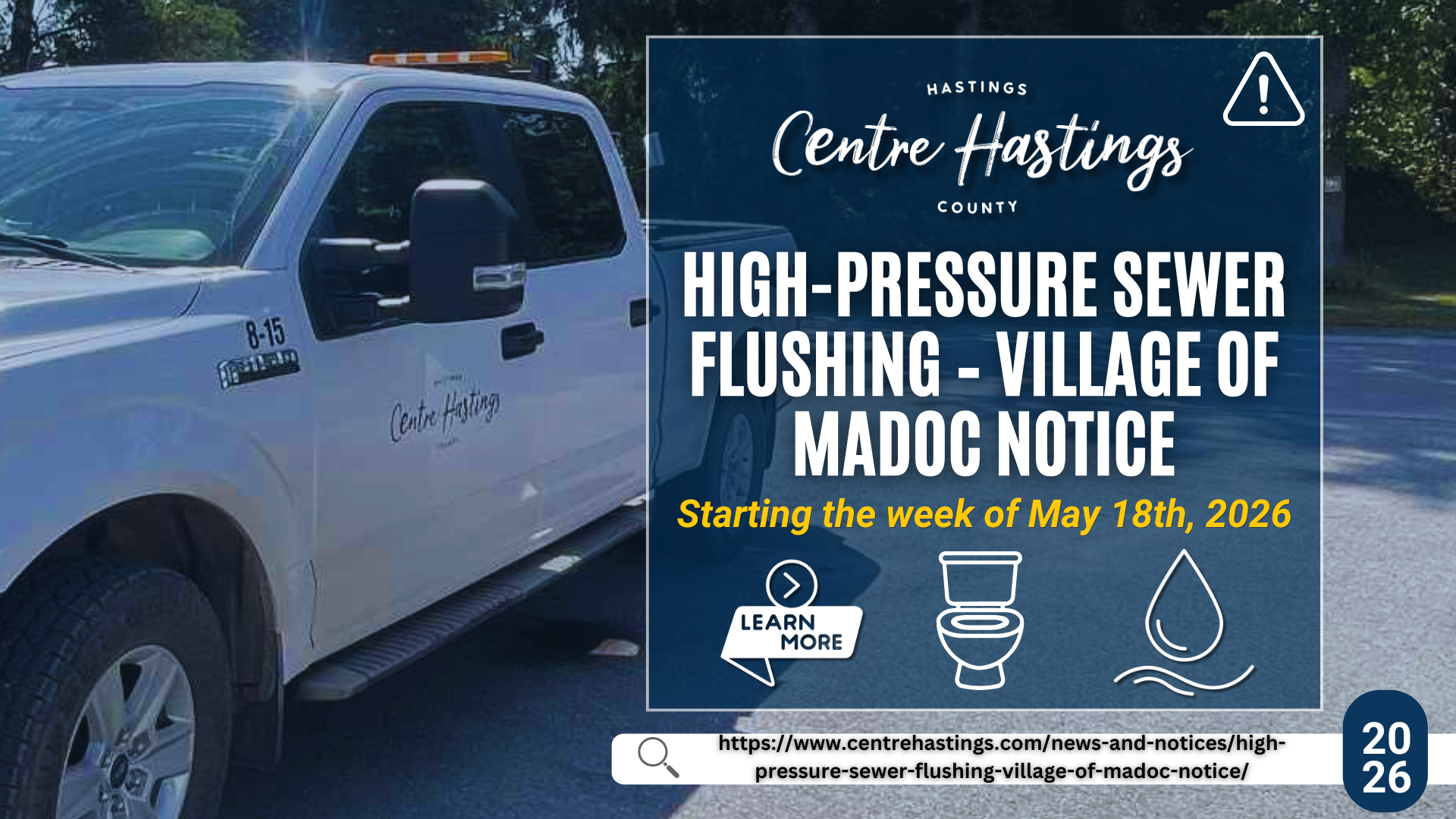 High-Pressure Sewer Flushing – Village of Madoc Notice