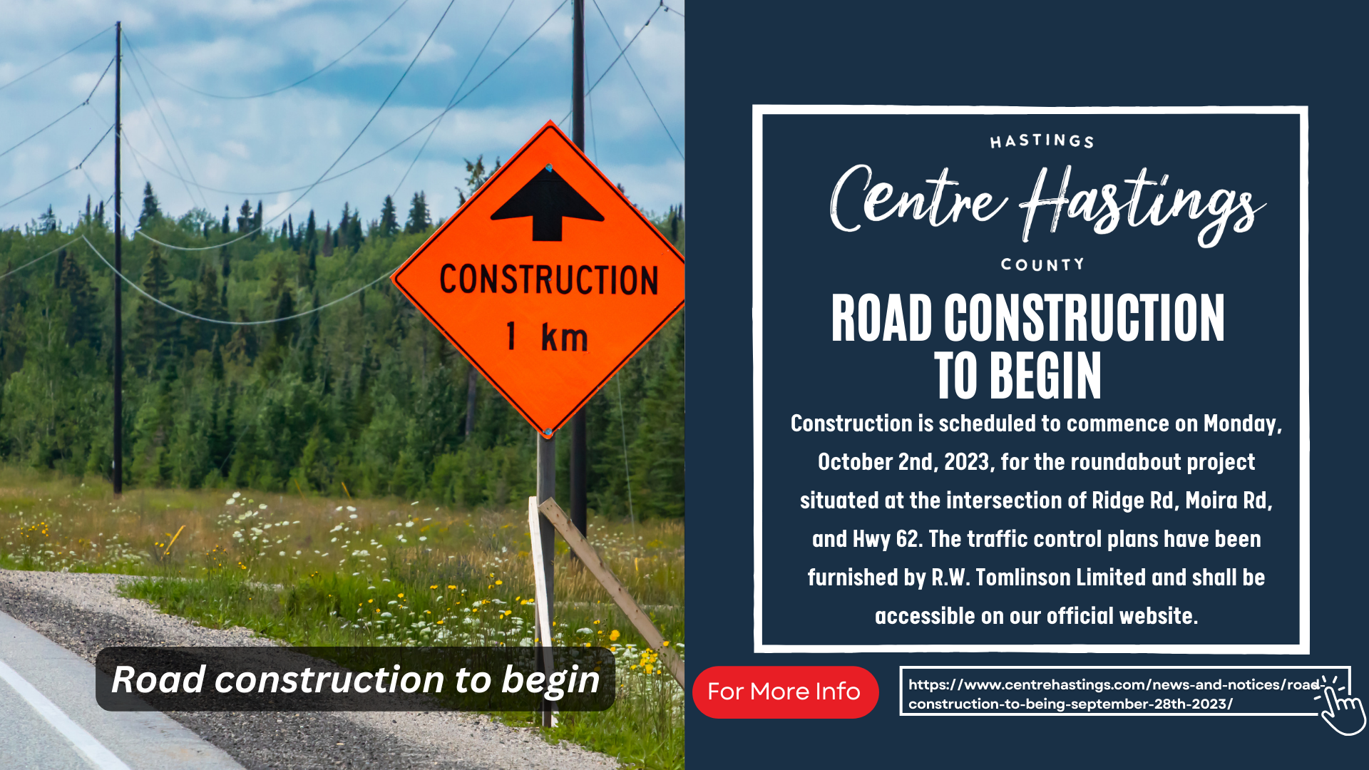 Road Construction to Being - September 28th,2023