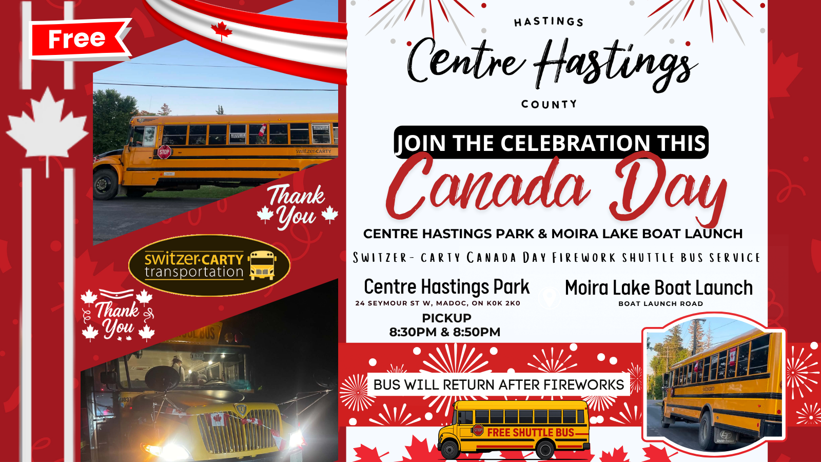 Skip the Traffic: Ride the Switzer-Carty Canada Day Firework Shuttle!