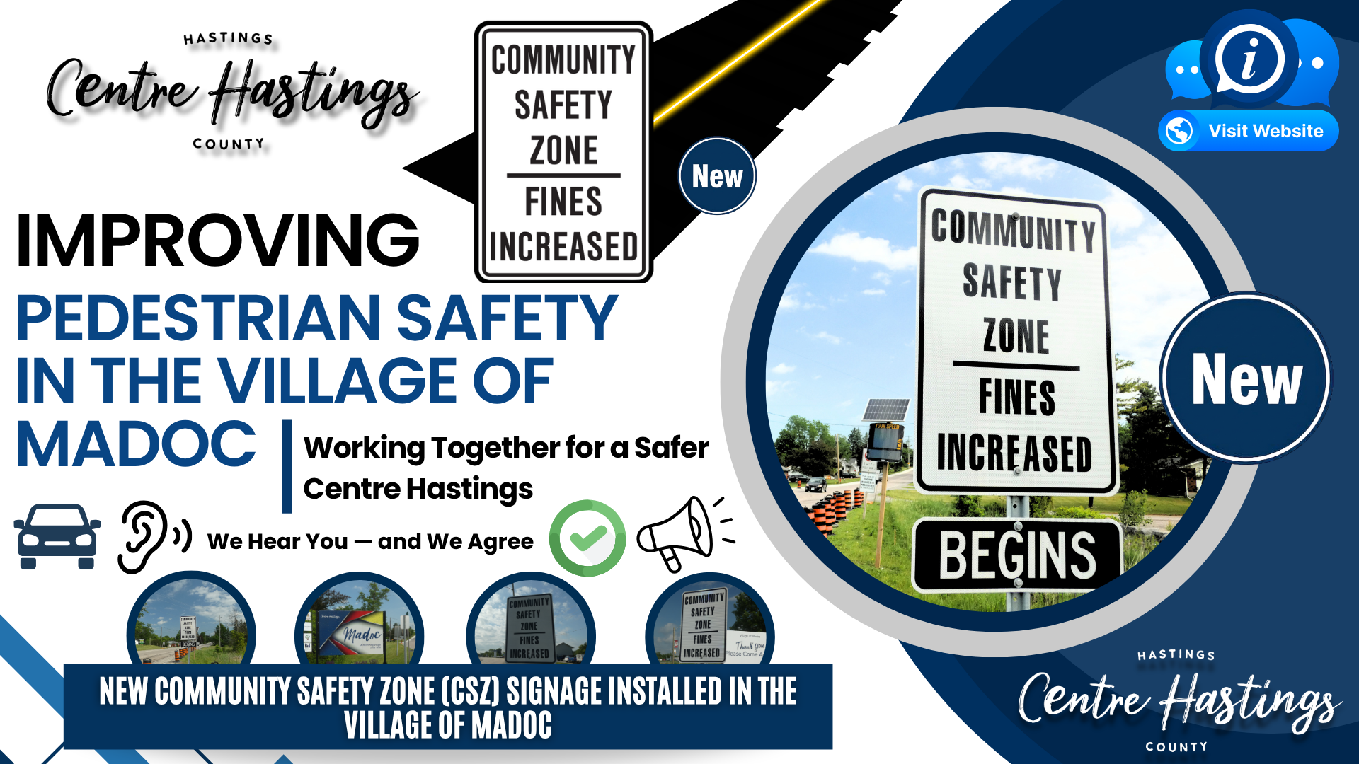Improving Pedestrian Safety In The Village Of Madoc: New Community Safety Zone (CSZ) Signage Installed