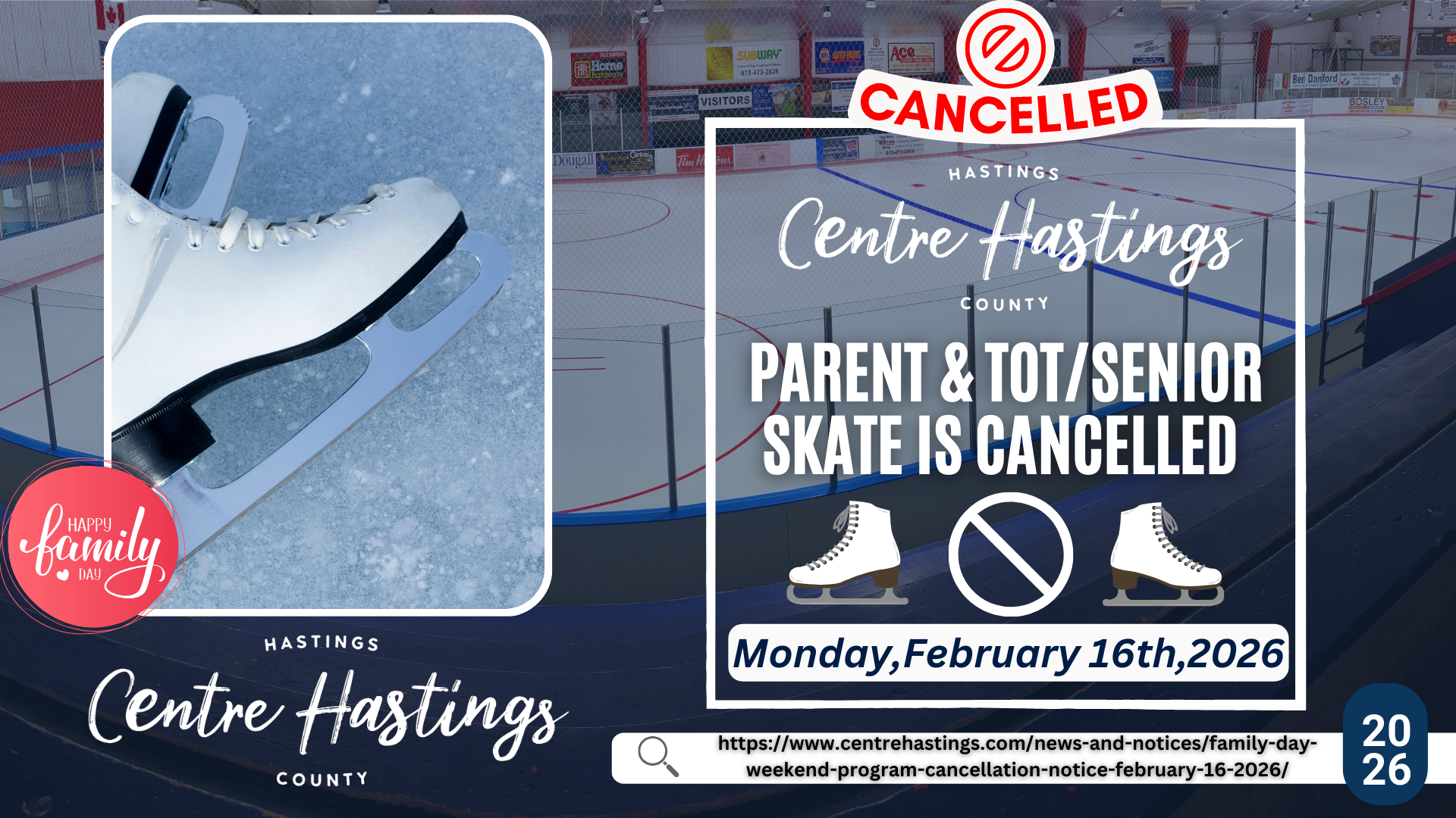 Family Day Weekend Program Cancellation Notice – February 16, 2026