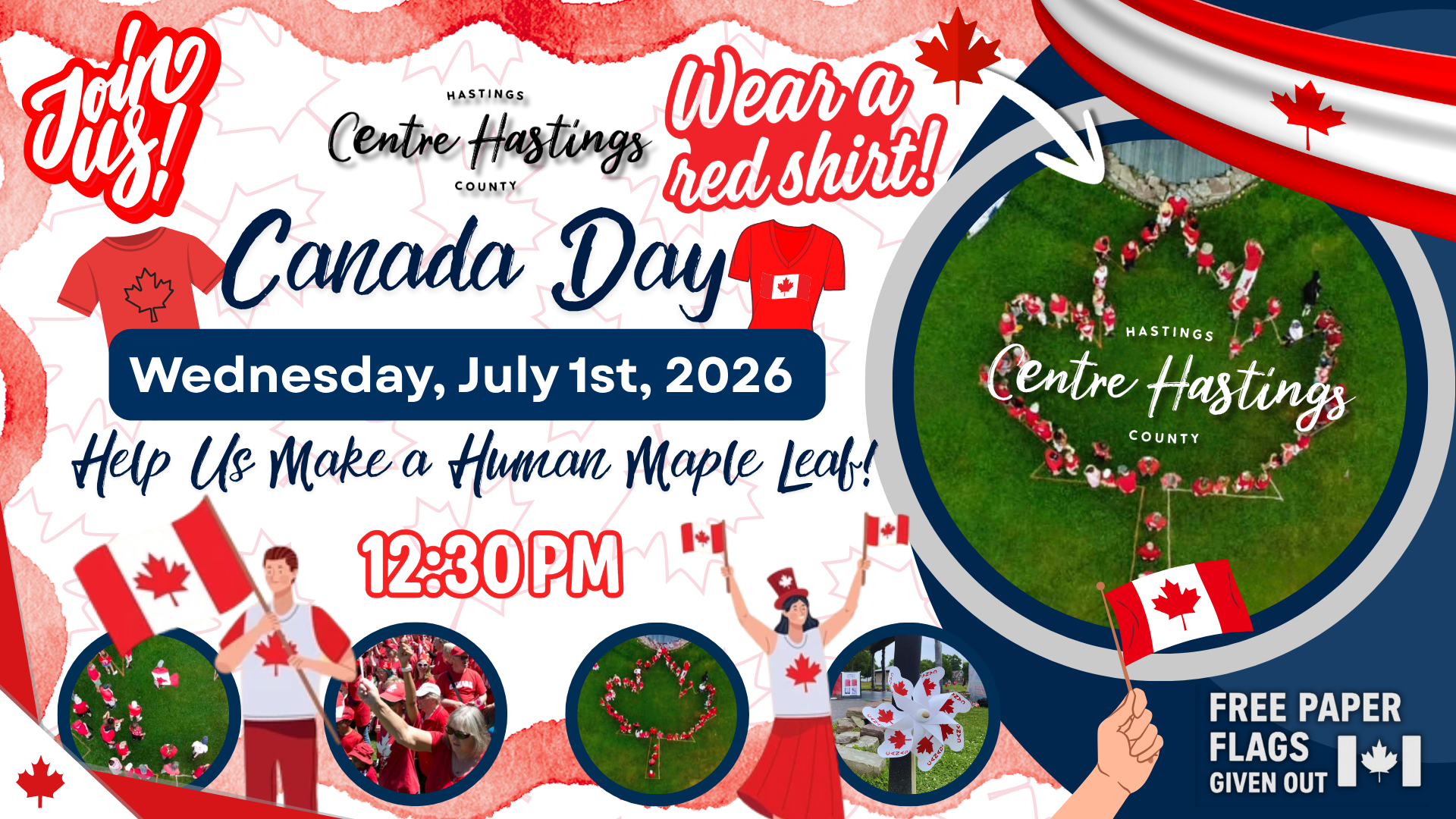 One Red Shirt at a Time: Join the Human Maple Leaf For Centre Hastings Canada Day Celebration!
