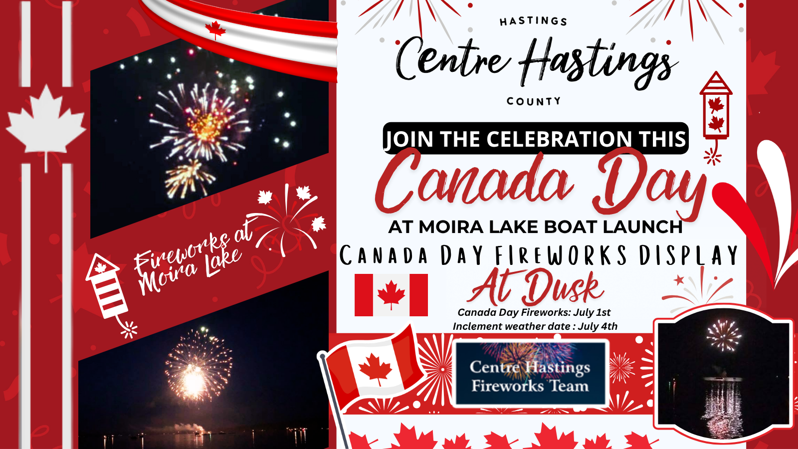 Centre Hastings Canada Day Fireworks at Moira Lake (At Dusk)
